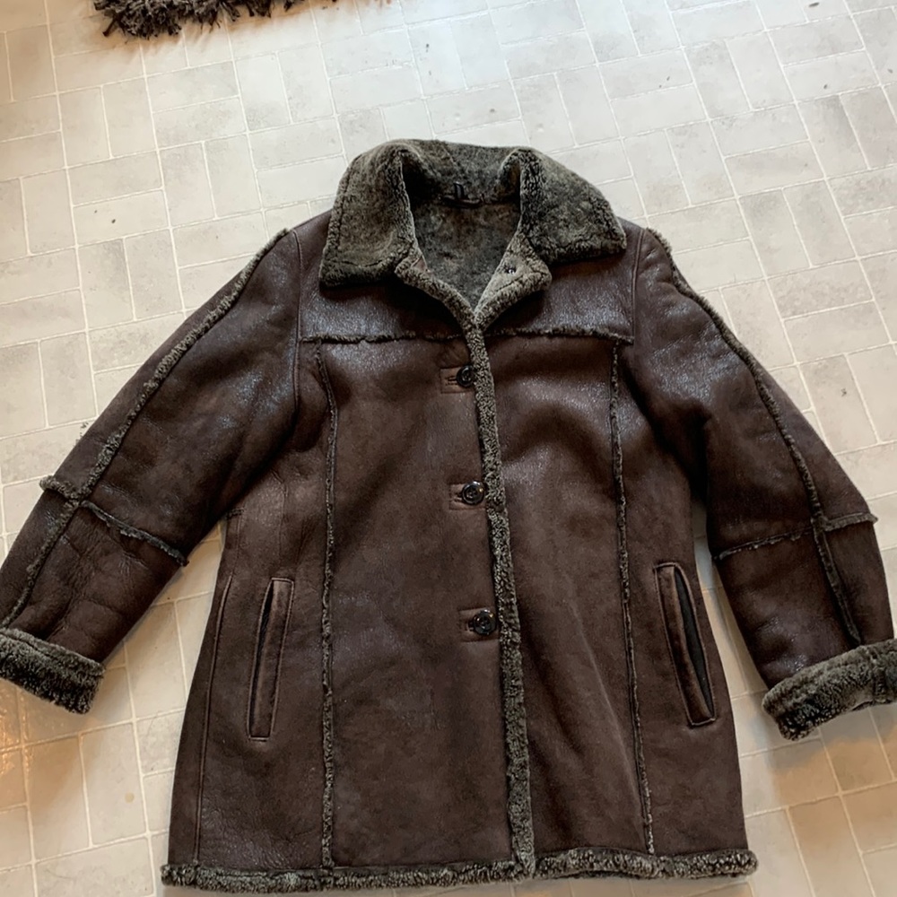 suede and genuine shearling coat